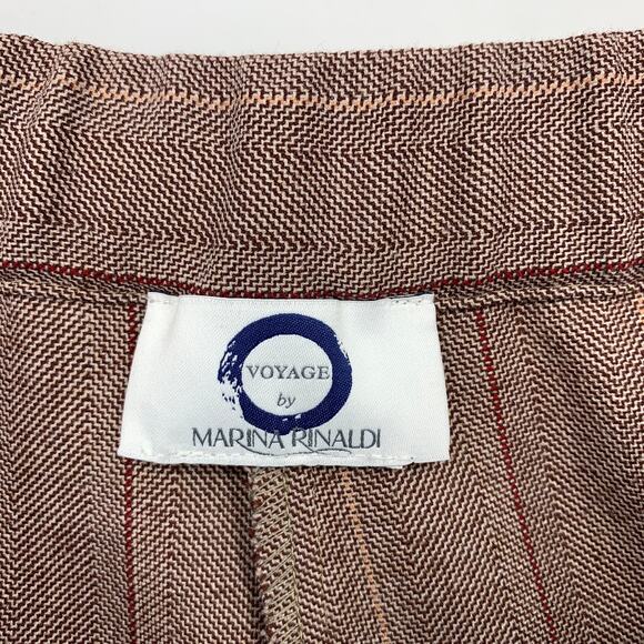 Voyage By Marina Rinaldi Trouser Pants Womens Apx Size 18 Maroon Stripe - Picture 5 of 5